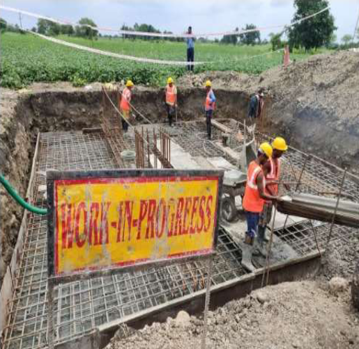 Transmission tower foundation work by Mishra Construction Company